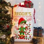 Personalised Santa Elf Christmas Present Sack