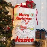 Personalised Santa Unicorn Christmas Present Sack