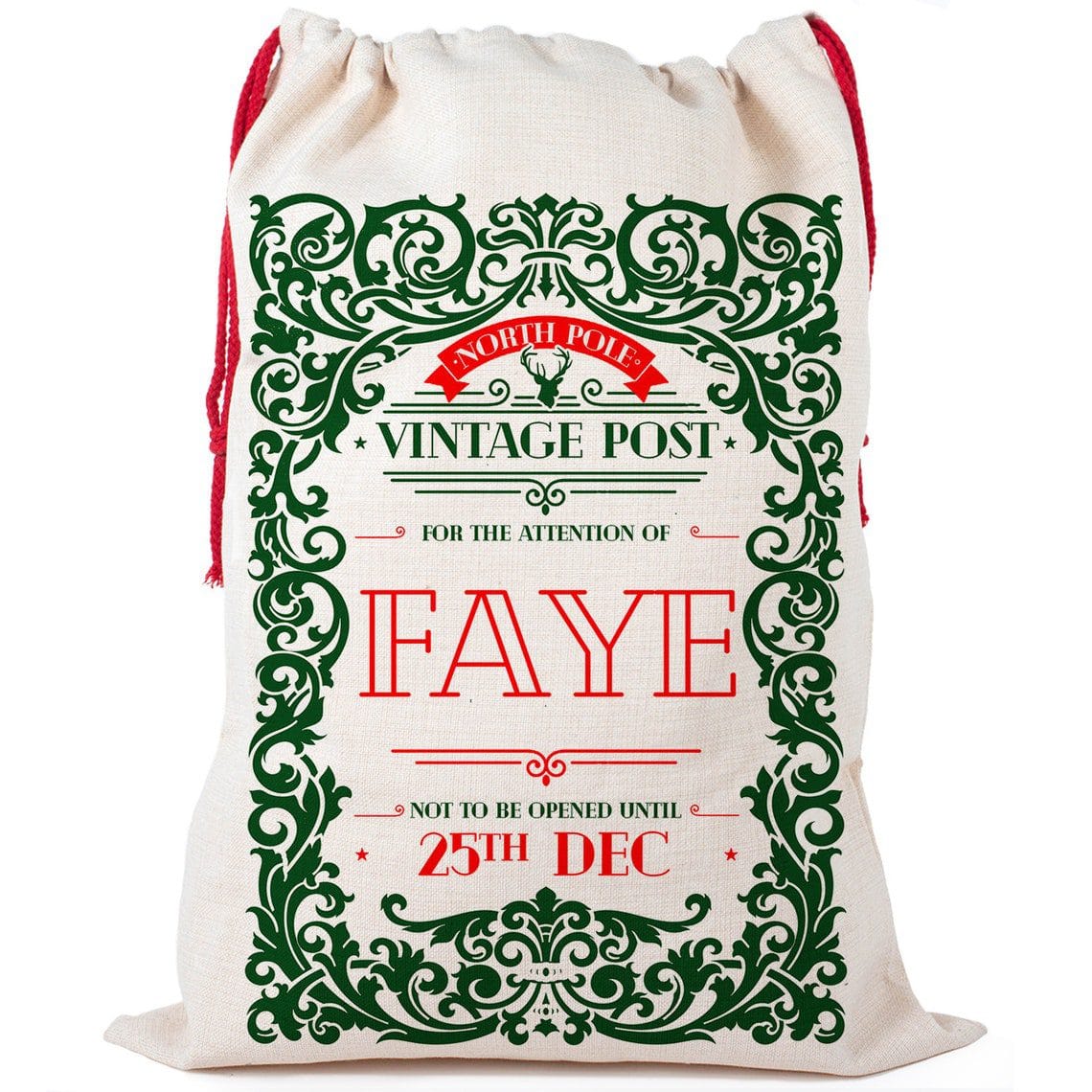 Personalised Vintage North Pole Post Christmas Present Sack