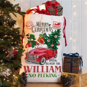 Personalised Festive Merry Christmas Present Sack