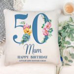Personalised Floral 50th Birthday Cushion Cover Gift
