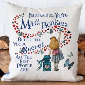 Alice in Wonderland Mad Hatter Cushion Cover Home Decor Gift