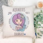 Personalised Aquarius Zodiac Sign Girls Cushion Cover Horoscope Birthday Gift