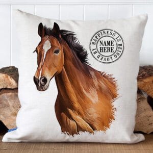 Personalised Brown Horse Cushion Cover KDC07