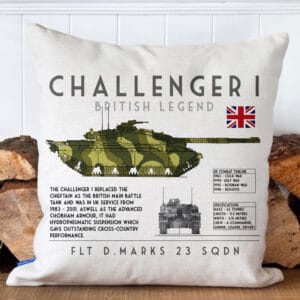 Personalised Challenger I Tank Military Veteran Cushion Cover British Army WW Gift