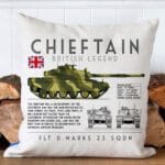 Personalised Chieftain Tank Military Veteran Cushion Cover British Army WW Gift
