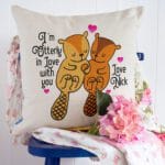 Personalised Cute Otters Couple Cushion Cover Valentines Anniversary Gift