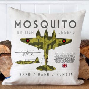 Personalised Mosquito Military Veteran Cushion Cover British Army WW RAF Plane Gift