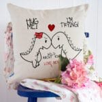 Personalised Funny T Rex Couple Cushion Cover Valentines Anniversary Gift