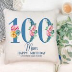 Personalised Floral 100th Birthday Cushion Cover Gift