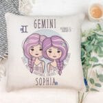 Personalised Gemini Zodiac Sign Girls Cushion Cover Horoscope Birthday Gift