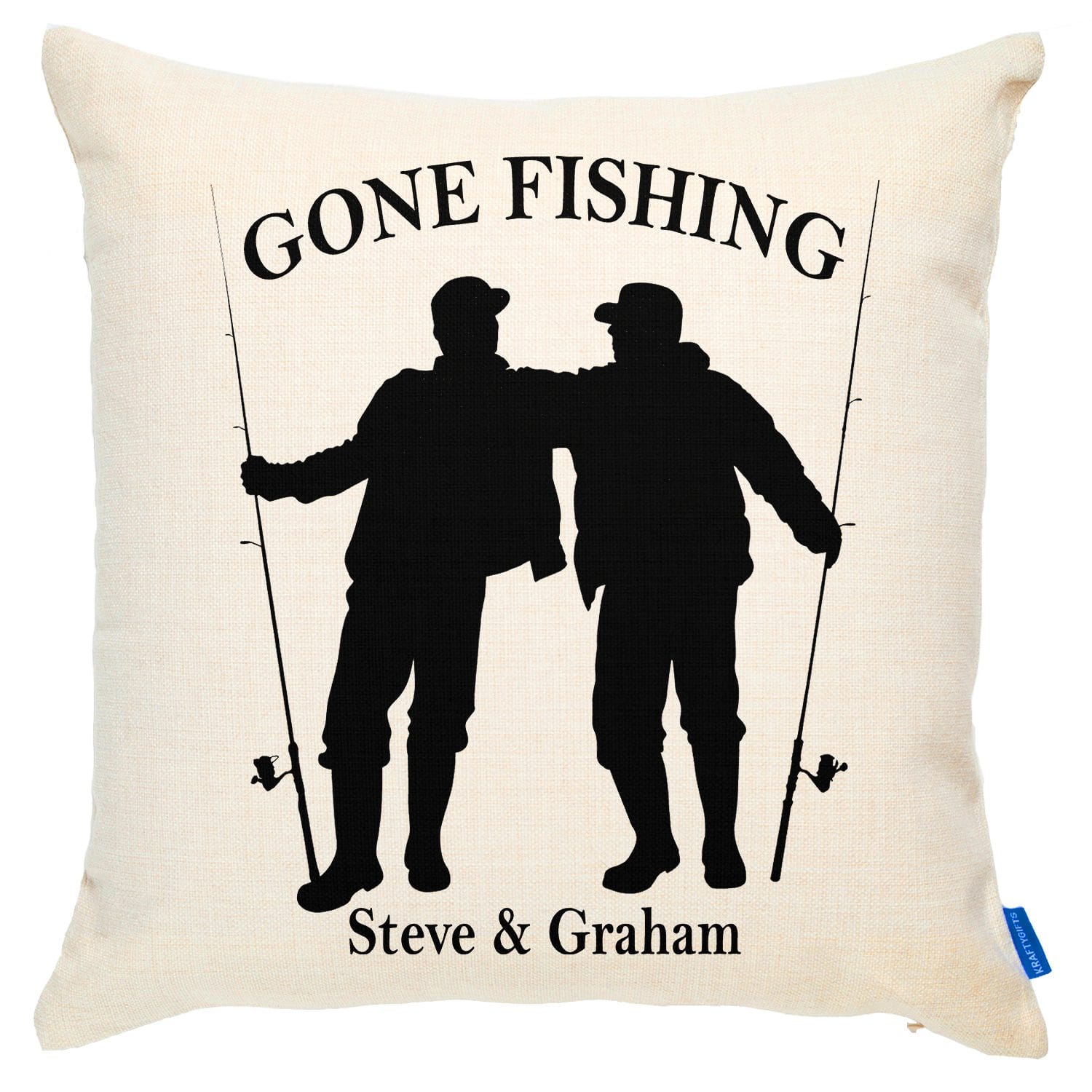 Personalised Gone Fishing Cushion Cover Gift