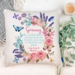 Personalised Nanny Grandma Nana Love Flowers Grandchildren Cushion Cover Gift