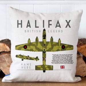 Personalised Halifax Military Veteran Cushion Cover British Army WW RAF Plane Gift