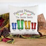 Personalised Wellies Family Cushion Cover Making Memories Home Decor Gift
