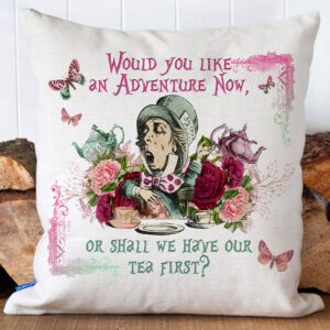 Alice in Wonderland Mad Hatter Cushion Cover Tea Party Home Decor Gift