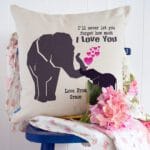 Personalised Elephant Love You Mum Cushion Cover Mothers Day