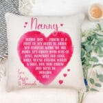 Personalised Nanny Grandma Nana Love Heart Grandchildren Cushion Cover Gift