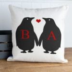Personalised Penguins Love Couple Cushion Cover Anniversary Valentines Gift