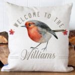 Personalised Robin Family Cushion Cover Welcome Home Decor