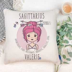 Personalised Sagittarius Zodiac Sign Girls Cushion Cover Horoscope Birthday Gift