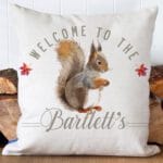 Personalised Squirrel Family Cushion Cover Welcome Home Decor