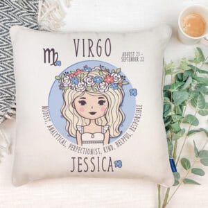 Personalised Virgo Zodiac Sign Girls Cushion Cover Horoscope Birthday Gift