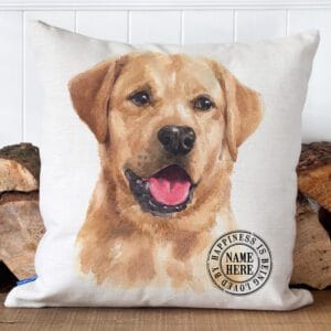 Personalised Yellow Labrador Cushion Cover KDC35