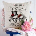 Personalised Gothic Skulls Wedding Cushion Cover Mr & Mrs Couple Anniversary Gift
