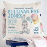 Personalised New Baby Boy Cushion Cover Newborn Christening Gift