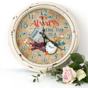 Alice in Wonderland Mad Hatter It's Always Time for Tea Wall Clock KNC04