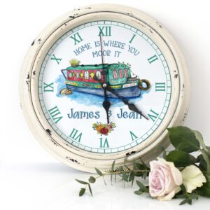Personalised Canal Barge Kitchen Wall Clock KRC02