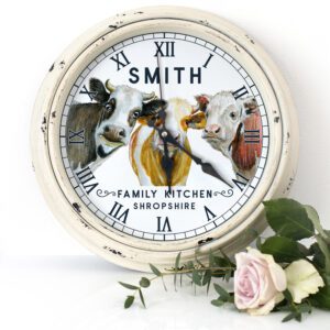 Personalised Cow Kitchen Wall Clock KRC05