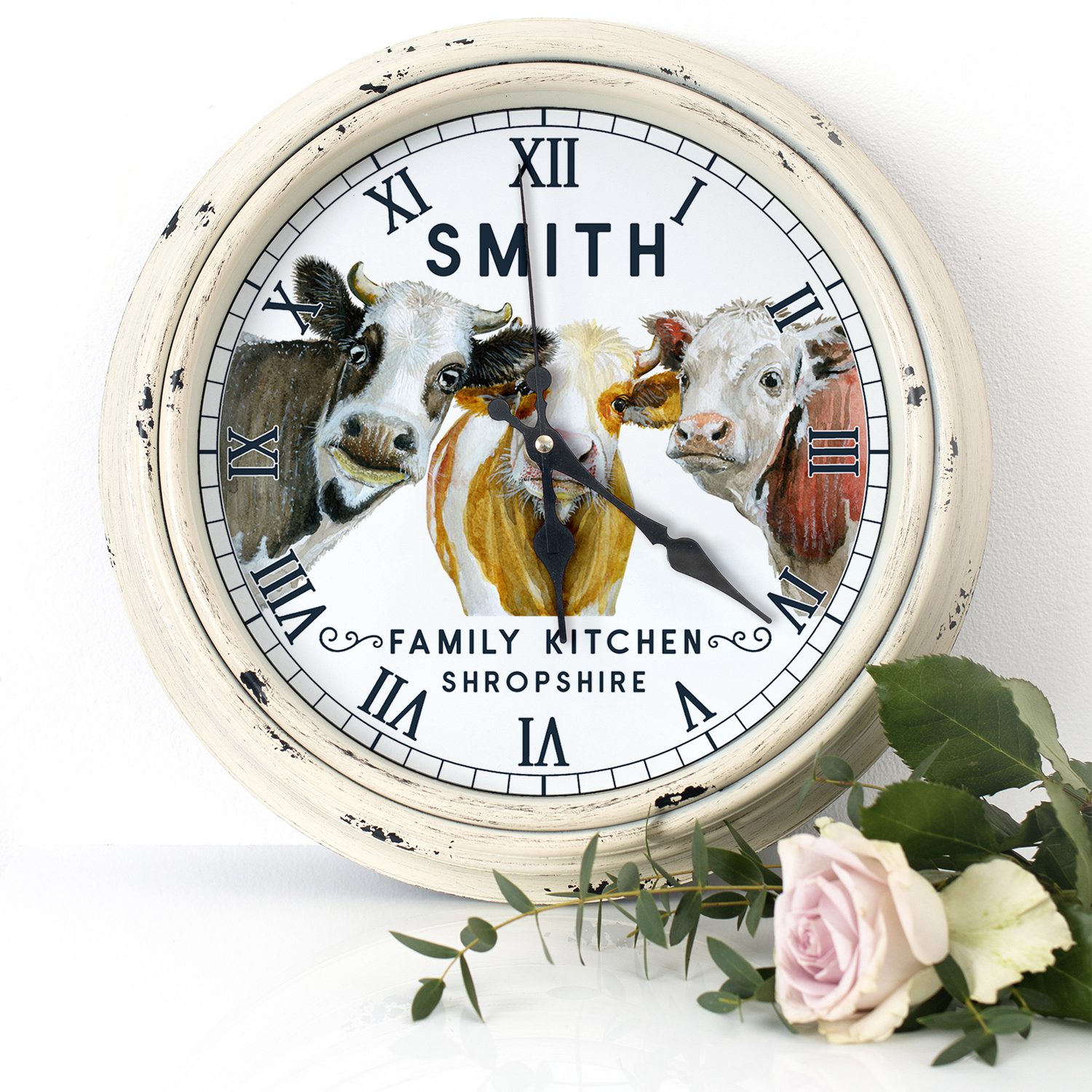 Personalised Cow Kitchen Wall Clock KRC05
