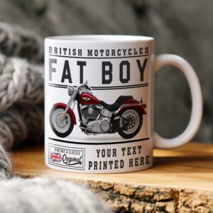 Personalised Harley Davison Fat Boy Motorcycle Mug VBM13