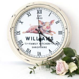 Personalised Pig Kitchen Wall Clock KRC16