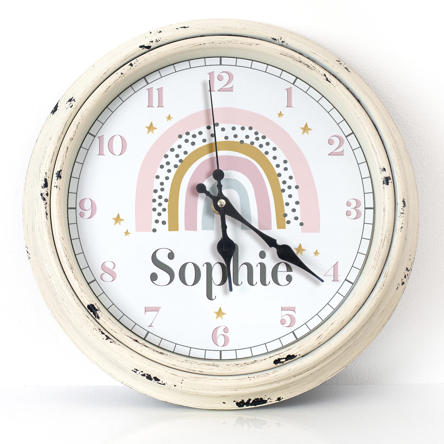 Personalised Rainbow Christening Nursery Wall Clock KRC17 - Image 7