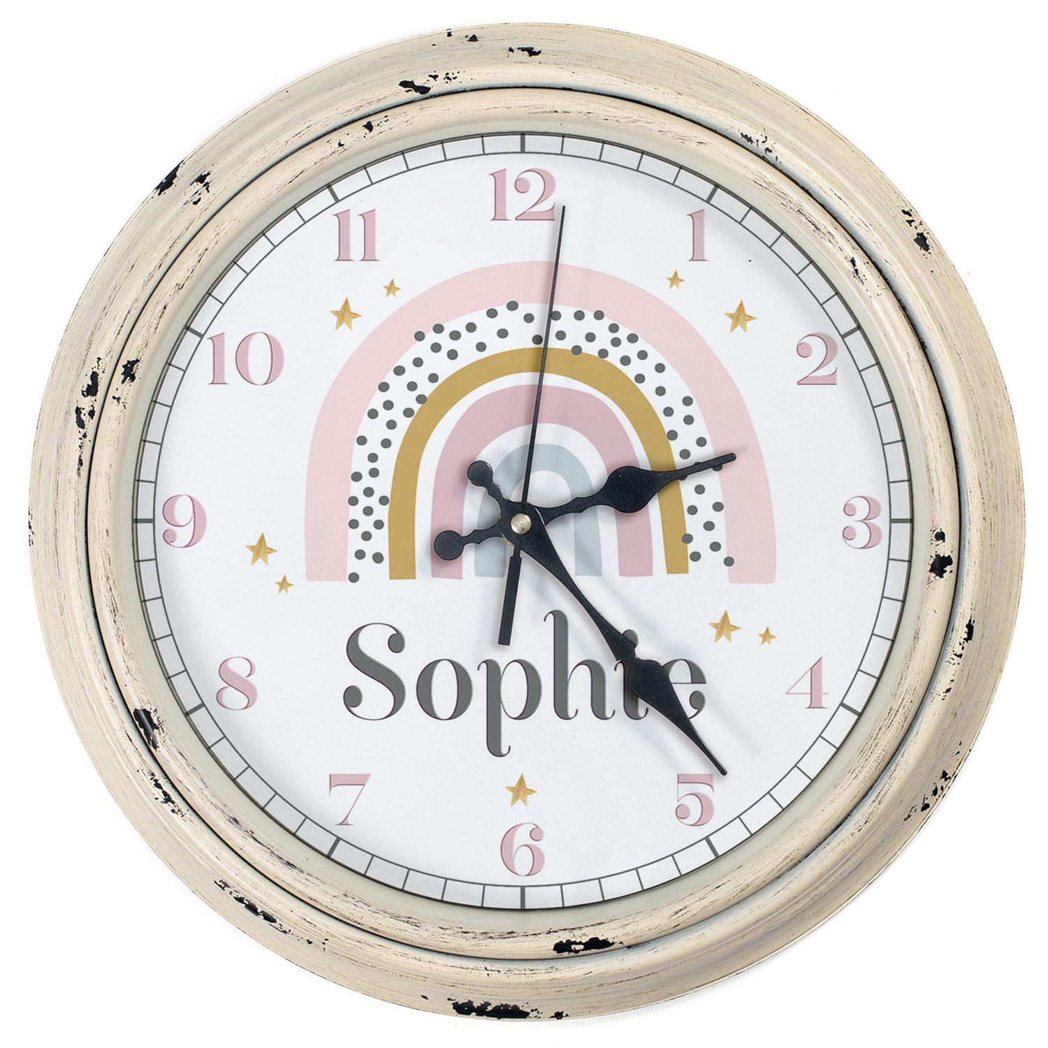 Personalised Rainbow Christening Nursery Wall Clock KRC17 - Image 8