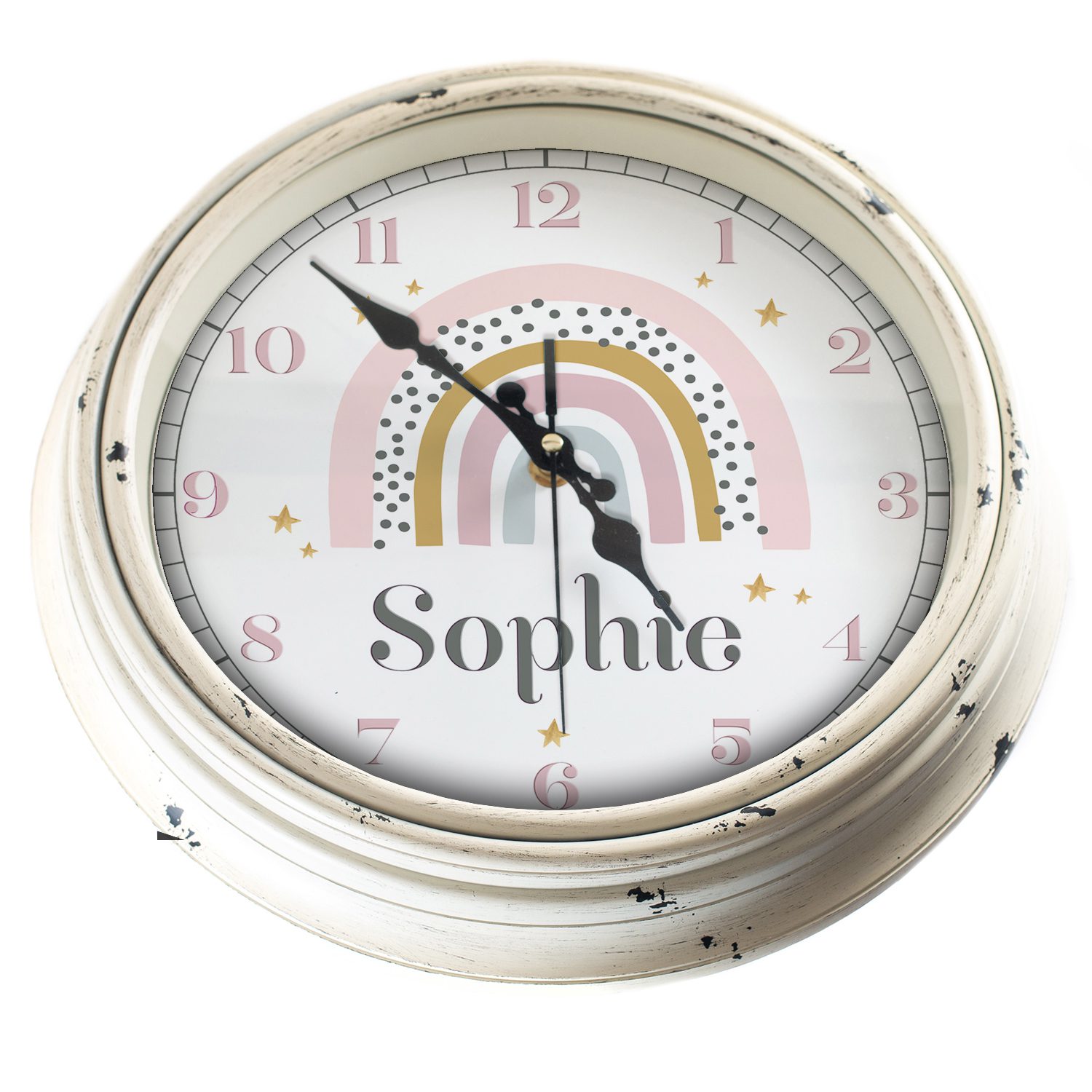 Personalised Rainbow Christening Nursery Wall Clock KRC17 - Image 5