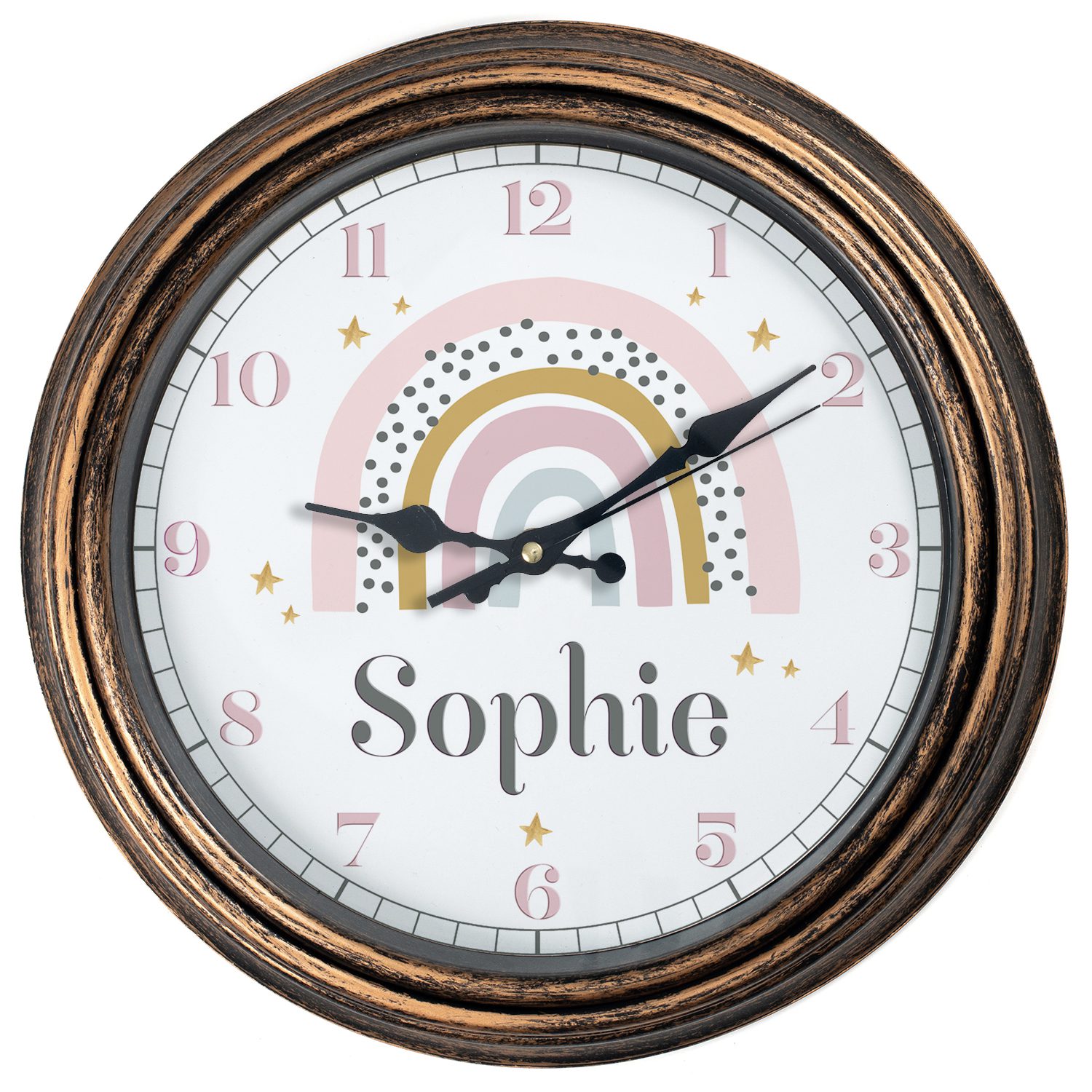 Personalised Rainbow Christening Nursery Wall Clock KRC17 - Image 6