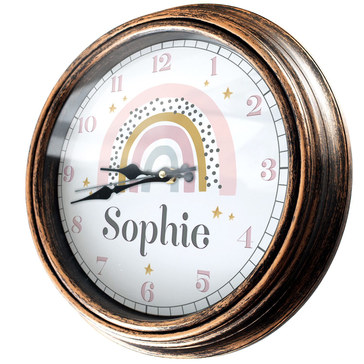 Personalised Rainbow Christening Nursery Wall Clock KRC17 - Image 4