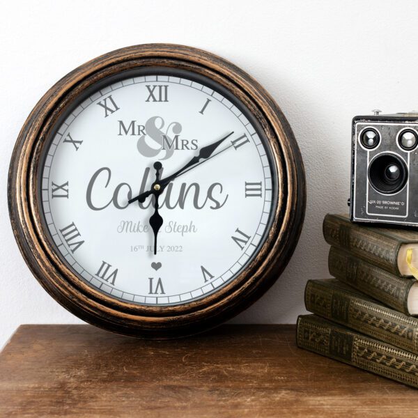 Personalised Mr & Mrs Wedding Clock KRC25 - Image 2
