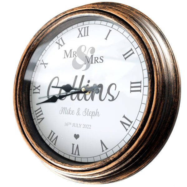 Personalised Mr & Mrs Wedding Clock KRC25 - Image 4