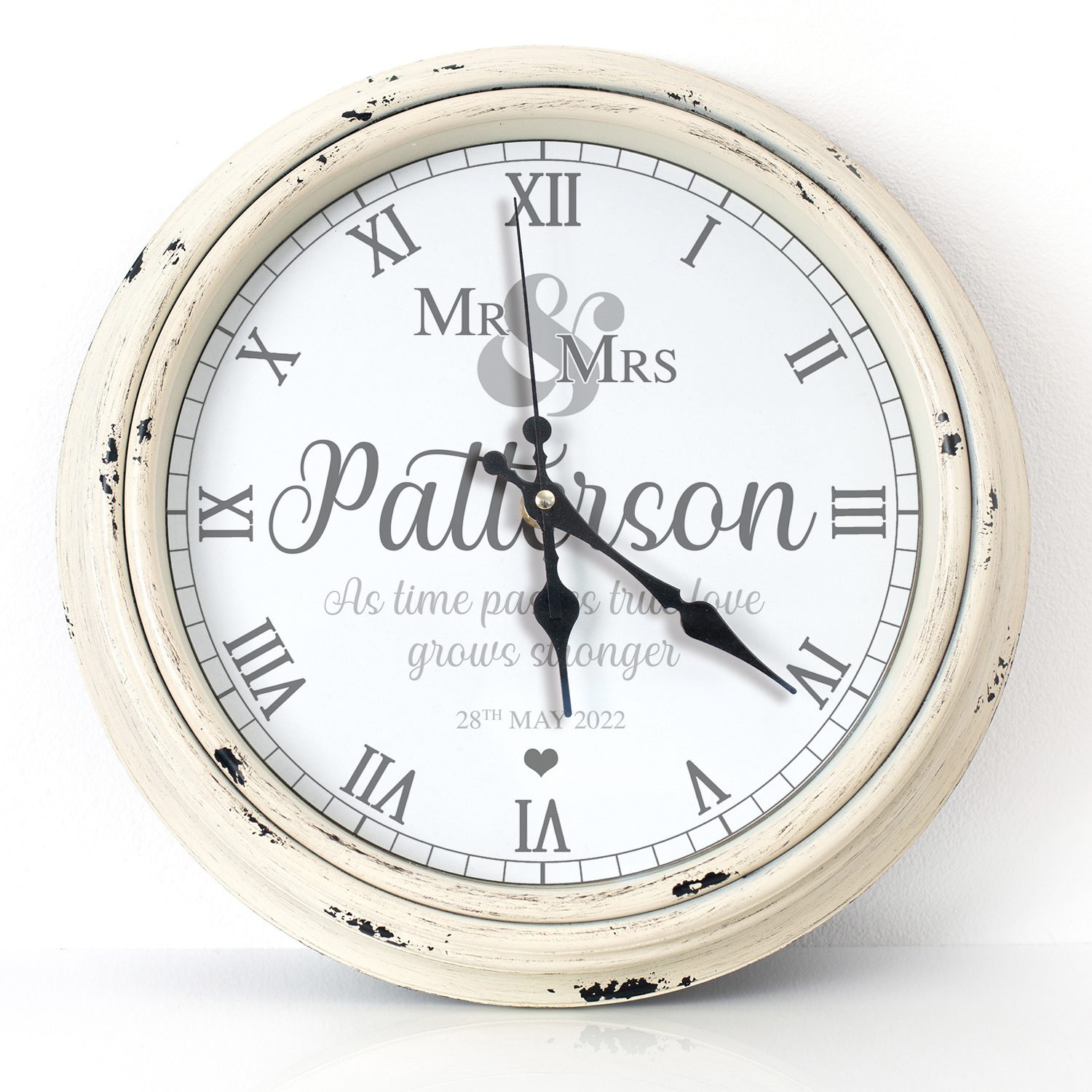 Personalised Mr & Mrs Wedding Clock Love Quote KRC26 - Image 7