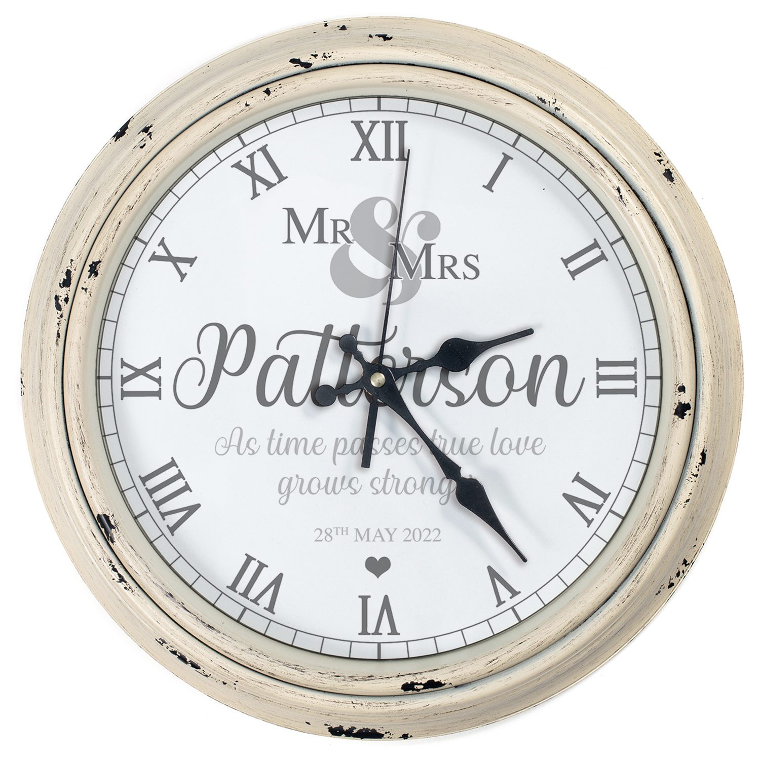 Personalised Mr & Mrs Wedding Clock Love Quote KRC26 - Image 8