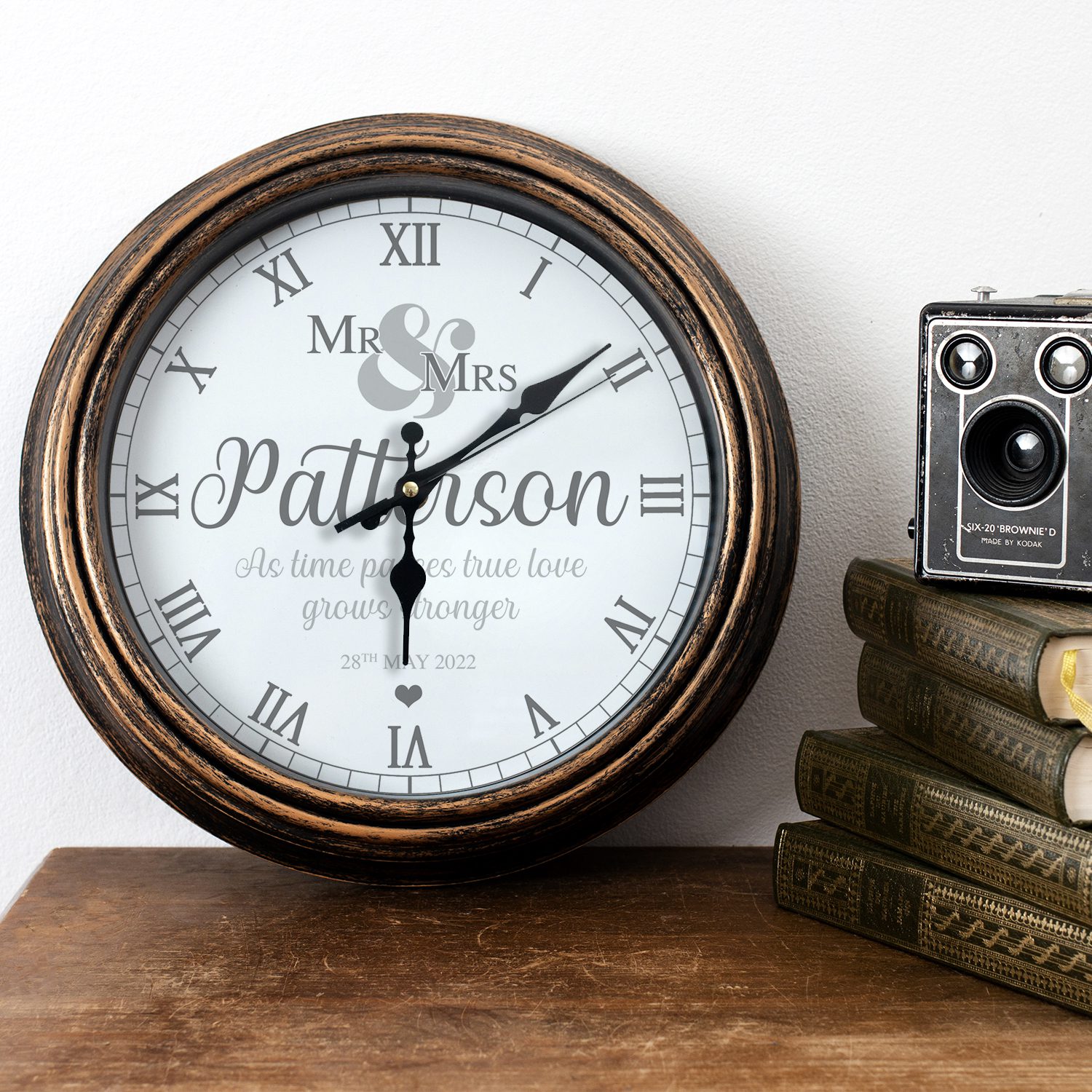Personalised Mr & Mrs Wedding Clock Love Quote KRC26 - Image 2