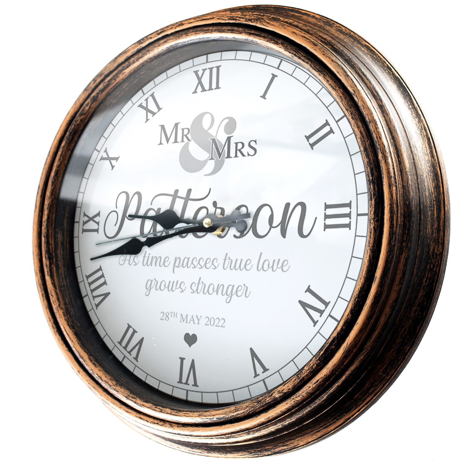 Personalised Mr & Mrs Wedding Clock Love Quote KRC26 - Image 4