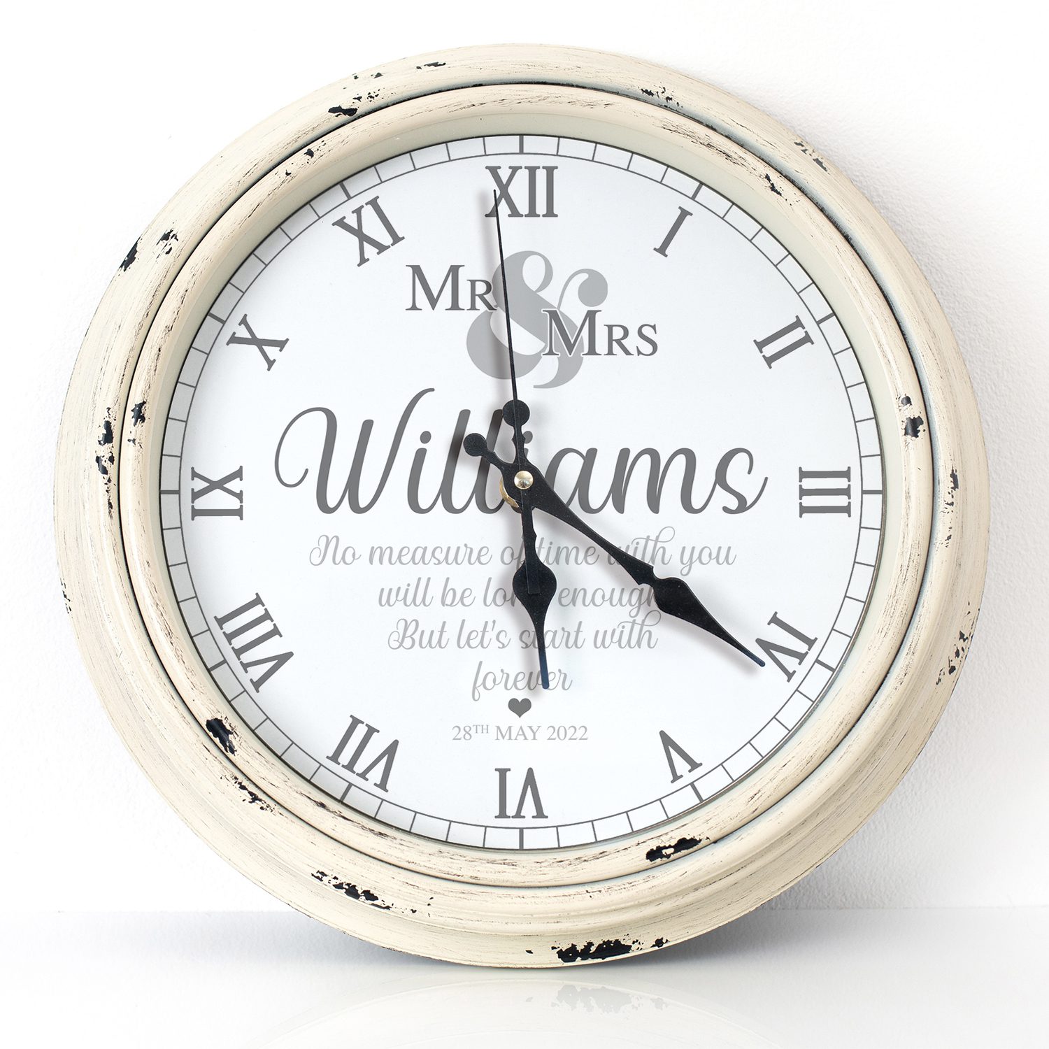 Personalised Mr & Mrs Wedding Clock Forever Quote KRC27 - Image 7