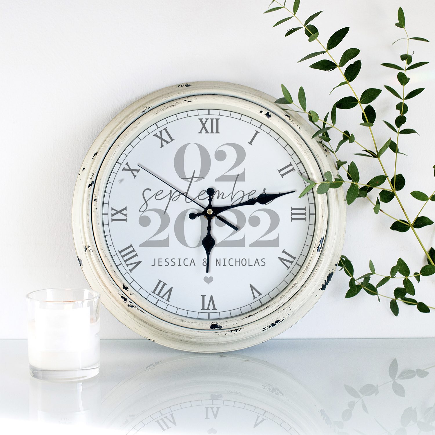 Personalised Mr & Mrs Wedding Date Clock KRC28