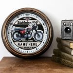Personalised Motorcycle Wall Clock BSA Lightning Biker Gift Motorbike Home Decor